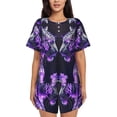 thumbnail image 1 of Womens Pajama Sets With Pocket, Purple Pattern White Tiger Lounge Sets Short Sleeve Sleepwear PJ Sets for Women, 1 of 6