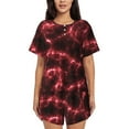 thumbnail image 1 of Womens Pajama Sets With Pocket, Red Line Lounge Sets Short Sleeve Sleepwear PJ Sets for Women, 1 of 6