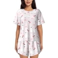 thumbnail image 1 of Womens Pajama Sets With Pocket, Rustic Cartoon Cute Alpaca Flower Lounge Sets Short Sleeve Sleepwear PJ Sets for Women, 1 of 6