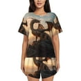 thumbnail image 1 of Womens Pajama Sets With Pocket, Sky Sunset Bronze Dragon Lounge Sets Short Sleeve Sleepwear PJ Sets for Women, 1 of 6
