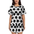 thumbnail image 1 of Womens Pajama Sets With Pocket, Soccer football black white print Lounge Sets Short Sleeve Sleepwear PJ Sets for Women, 1 of 6