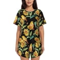 thumbnail image 1 of Womens Pajama Sets With Pocket, Sunflowers Bird Lounge Sets Short Sleeve Sleepwear PJ Sets for Women, 1 of 6