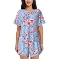 thumbnail image 1 of Womens Pajama Sets With Pocket, Watercolor blue berry blossoms Lounge Sets Short Sleeve Sleepwear PJ Sets for Women, 1 of 6