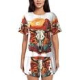 thumbnail image 1 of Womens Pajama Sets With Pocket, Western Desert Cactus Ram Skull Lounge Sets Short Sleeve Sleepwear PJ Sets for Women, 1 of 6