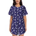 thumbnail image 1 of Womens Pajama Sets With Pocket, White anchor navyblue cute Lounge Sets Short Sleeve Sleepwear PJ Sets for Women, 1 of 6