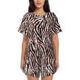 thumbnail image 1 of Womens Pajama Sets With Pocket, Zebra Skin Leopard Print Lounge Sets Short Sleeve Sleepwear PJ Sets for Women, 1 of 6