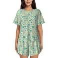 thumbnail image 1 of Womens Pajama Sets With Pocket, abstractly circles pattern Lounge Sets Short Sleeve Sleepwear PJ Sets for Women, 1 of 6