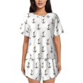thumbnail image 1 of Womens Pajama Sets With Pocket, anchor rope mixed flowers cute Lounge Sets Short Sleeve Sleepwear PJ Sets for Women, 1 of 6