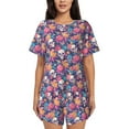 thumbnail image 1 of Womens Pajama Sets With Pocket, colorful Skull flower daisy Lounge Sets Short Sleeve Sleepwear PJ Sets for Women, 1 of 6