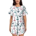 thumbnail image 1 of Womens Pajama Sets With Pocket, colorful anchors white cute Lounge Sets Short Sleeve Sleepwear PJ Sets for Women, 1 of 6