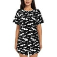 thumbnail image 1 of Womens Pajama Sets With Pocket, cool Black white bats Lounge Sets Short Sleeve Sleepwear PJ Sets for Women, 1 of 6