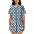 thumbnail image 1 of Womens Pajama Sets With Pocket, cool dragon fish Shiny scales Lounge Sets Short Sleeve Sleepwear PJ Sets for Women, 1 of 6