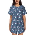 thumbnail image 1 of Womens Pajama Sets With Pocket, cute red heart anchor Lounge Sets Short Sleeve Sleepwear PJ Sets for Women, 1 of 6