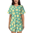 thumbnail image 1 of Womens Pajama Sets With Pocket, darkgreen Lemon Lounge Sets Short Sleeve Sleepwear PJ Sets for Women, 1 of 6