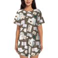 thumbnail image 1 of Womens Pajama Sets With Pocket, envelope Pattern travel Lounge Sets Short Sleeve Sleepwear PJ Sets for Women, 1 of 6