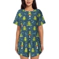 thumbnail image 1 of Womens Pajama Sets With Pocket, funny frogs dragonfly Raining Lounge Sets Short Sleeve Sleepwear PJ Sets for Women, 1 of 6