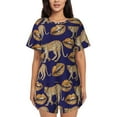 thumbnail image 1 of Womens Pajama Sets With Pocket, funny lip Leopard print blue Lounge Sets Short Sleeve Sleepwear PJ Sets for Women, 1 of 6