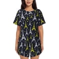 thumbnail image 1 of Womens Pajama Sets With Pocket, glod Eiffel Tower Lounge Sets Short Sleeve Sleepwear PJ Sets for Women, 1 of 6