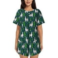 thumbnail image 1 of Womens Pajama Sets With Pocket, llama cactus alpaca cute green Lounge Sets Short Sleeve Sleepwear PJ Sets for Women, 1 of 6