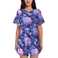 thumbnail image 1 of Womens Pajama Sets With Pocket, pink white Skull flower Lounge Sets Short Sleeve Sleepwear PJ Sets for Women, 1 of 6