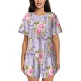 thumbnail image 1 of Womens Pajama Sets With Pocket, rose Tower flower Lounge Sets Short Sleeve Sleepwear PJ Sets for Women, 1 of 6