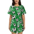 thumbnail image 1 of Womens Pajama Sets With Pocket, soccer balls Cute green Lounge Sets Short Sleeve Sleepwear PJ Sets for Women, 1 of 6