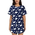 thumbnail image 1 of Womens Pajama Sets With Pocket, stingray tropical fish dark blue Lounge Sets Short Sleeve Sleepwear PJ Sets for Women, 1 of 6