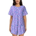 thumbnail image 1 of Womens Pajama Sets With Pocket, violet purple Fish scale Lounge Sets Short Sleeve Sleepwear PJ Sets for Women, 1 of 6
