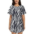 thumbnail image 1 of Womens Pajama Sets With Pocket, zebra print black white print Lounge Sets Short Sleeve Sleepwear PJ Sets for Women, 1 of 6