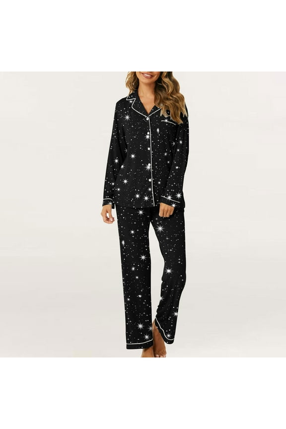 Womens Pajama Sets Women's And Man Long Sleeved Long Pants Couple Pajamas Women's Home Clothes Women Pjs Sets Pajamas for Women Cute Pj Sets Woman,Womens Sleepwear