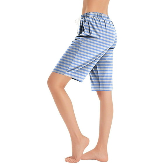 Womens Pajama Shorts Comfy Lounge Bottom Stripe Printed Sleep Short with Pockets Pj Bottoms