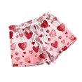 thumbnail image 1 of Womens Pajama Shorts Heart Print Flannel Bottoms Drawstring Waist Lounge Casual Comfy Spring Sleep Shorts L Polyester, 1 of 4