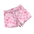 thumbnail image 1 of Womens Pajama Shorts Heart Print Flannel Bottoms Drawstring Waist Lounge Casual Comfy Spring Sleep Shorts XL Polyester, 1 of 3