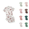 thumbnail image 1 of Womens Pajama Shorts – Lightweight Summer Pajama Set for Home Women's Casual Printed Pyjama Set Silk Satin Short Sleeve Button Down Top And Shorts Set, 1 of 4