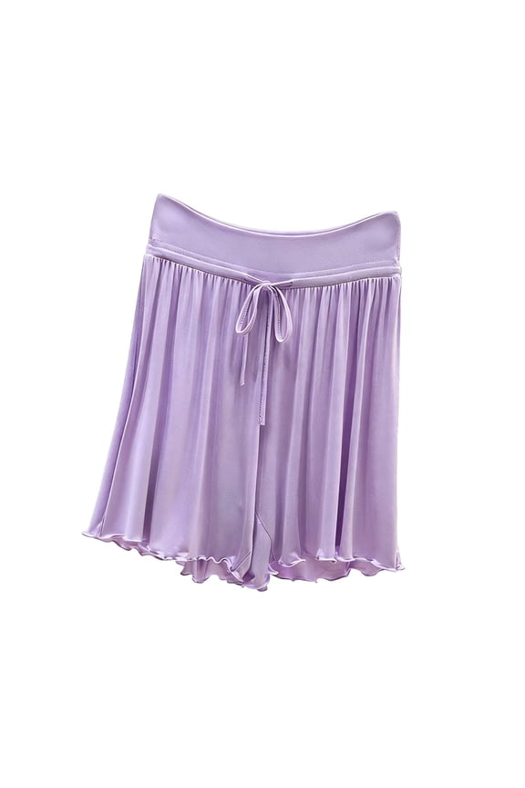 Womens Pajama Shorts Modal Soft Comfy Sleep Bermuda Shorts Ruffle Wide Leg Lounge Pj Bottoms with Drawstring
