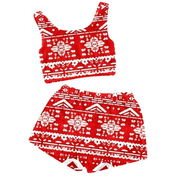 Womens Pajama Shorts – Summer Strappy Pajamas Set Ladies' Christmas Reindeer Snowflake Casual Two Piece Set Solid Color Vest Short Top Shorts Home Clothes Pajama Set