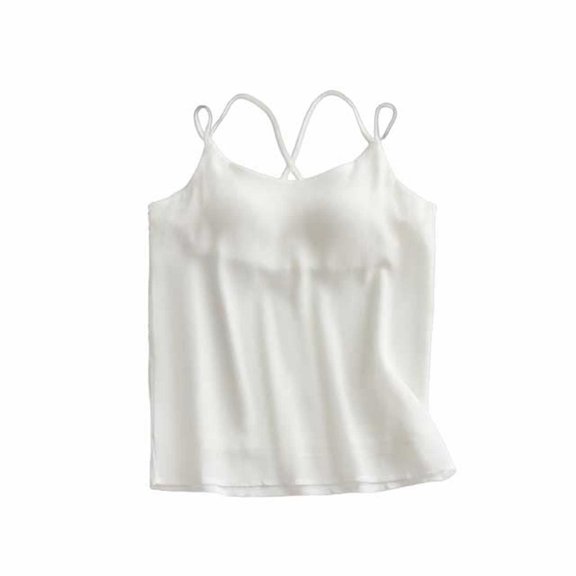 Womens Pajama Top Woman Lightweight and Chiffon V-Neck in Summer with Suspenders Vests Sleeveless Tops and Pajamas. White S