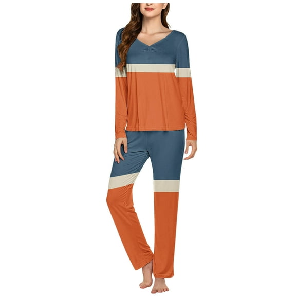 Womens Pajama Womens Pajama Sets Women's Pjs Ladies' Casual Solid Color Casual Top Pants Pajama Set