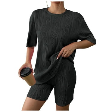 Womens Pajamas Clearance Short Sleeve Non-Restrictive Vibrant Women's Pajamas Soft Hypoallergenic Roomy Ladies Pjs Limited Promotion