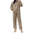 thumbnail image 1 of Womens Pajamas New Soft Warm Sleepwear for Women Flannel Loungewear Set 1/4 Zip Pullover and Pant Fuzzy Pajama Sets 2 PCS Winter Outfit Plus Size Sleepwear Khaki One Size, 1 of 5