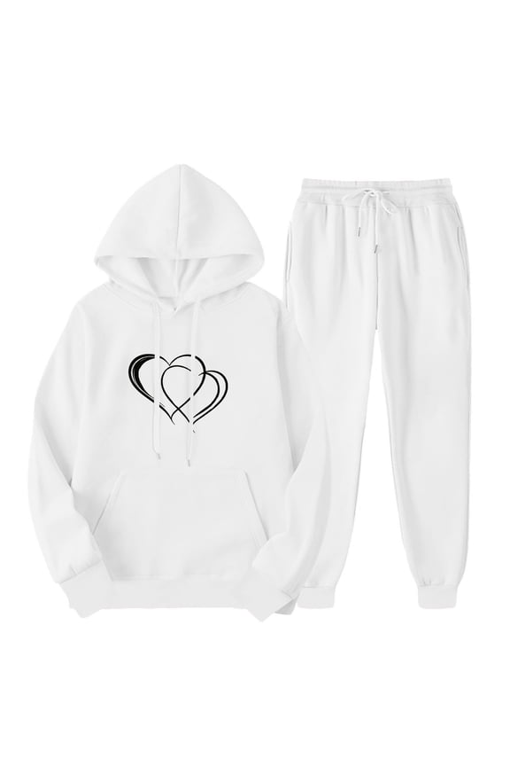 Womens Pajamas Two Piece Outfits Tracksuits Long Sleeve Pullover Hoodies Sweatshirt Coat and Sweatpants Suit