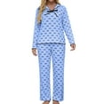 thumbnail image 1 of Womens Pajamas Elegant Bow Long Sleeve Tops Pants Cozy Home Sleepwear Soft Outfit, 1 of 6