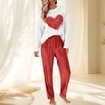 thumbnail image 1 of Womens Pajamas Fall Winter Pajamas Set Top and Pants 2 Piece Pajama Crew Neck Long Sleeve Loungewear Front Heart Print, 1 of 4
