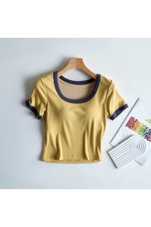 Womens Pajamas Fashion Solid Color Breathable Pajama Top Summer Crew Neck Short Sleeve Sleepwear Womens Summer Pajamas