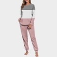 thumbnail image 1 of Womens Pajamas Fashion Striped Print Lightweight Sleepwear with Pants Casual Crew Neck Long Sleeve Pajamas Summer Pjs for Women, 1 of 7