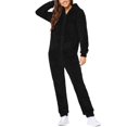 thumbnail image 1 of Womens Pajamas Jumpsuits New One Piece Pajamas for Women Plus Size, Hooded Zip up Fuzzy Fleece Warm Onesie Sleepwear Winter Plush Jumpsuit Romper Women's Pajama Sets Black 4XL New, 1 of 6