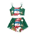 thumbnail image 1 of Womens Pajamas Ladies Christmas Print Cartoon Snowman Shorts Nightwear Set Green Womens Loungewear Set M, 1 of 4