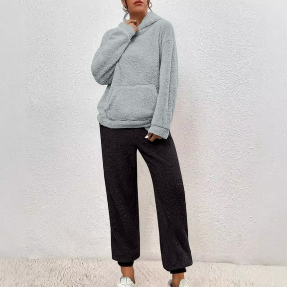 Womens Pajamas & Loungewear Home Wear Hooded Home Couple Wear Solid Color Oversize Vacation Warm Comfortable Soft Lounge h Insulation Set For Casual Wear For Women