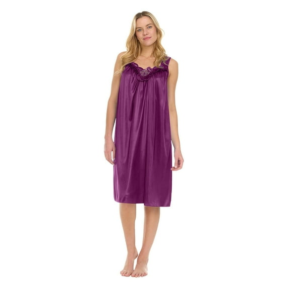 XINC under $10 Women's Pajamas Womens Pajamas NightGowns For Women Sleeveless Satin Silk Nightshirt For Women Wide Strap Plus Size Plus Size Pajama PantsPurple One Size