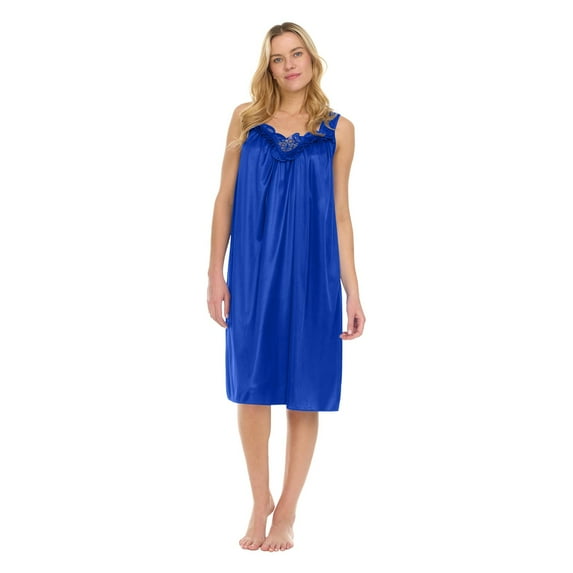 XINC under $10 Women's Sleepwear Womens Pajamas NightGowns For Women Sleeveless Satin Silk Nightshirt For Women Wide Strap Plus Size Plus Size Pajama PantsBlue One Size